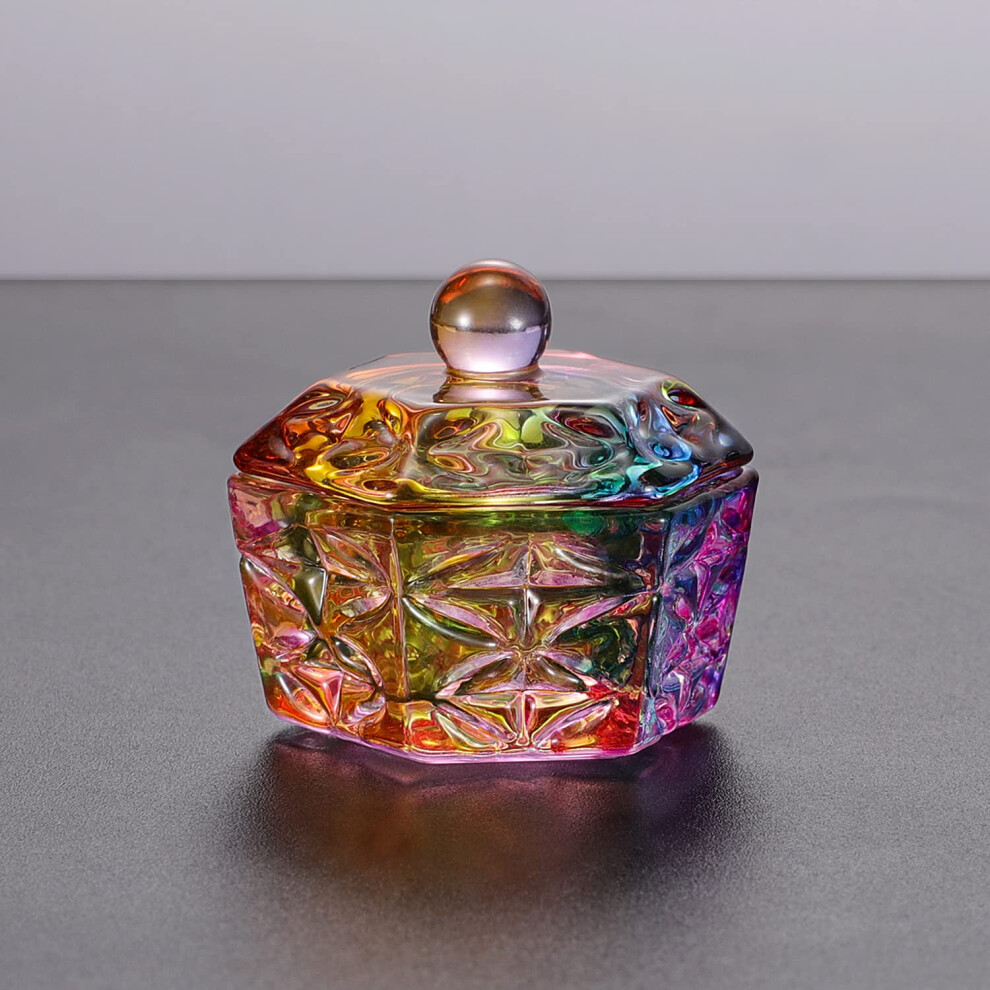Nail Dappen Dish Glass with Lid Compact Diamond Pattern Acrylic Nail Liquid Powder Container