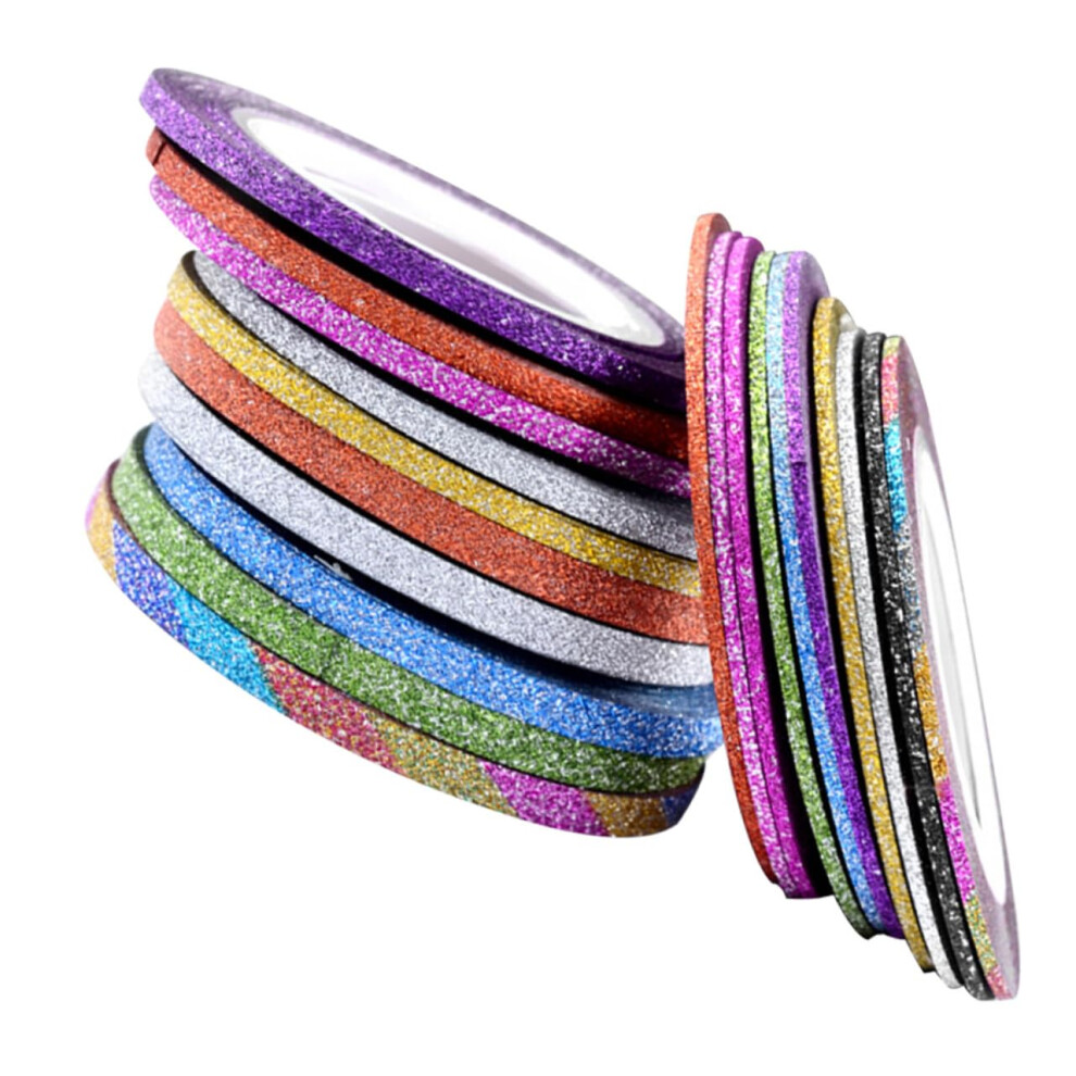 30pcs Nail Striping Tape Set MultiColor Glitter SelfAdhesive Rolls for DIY Manicure Art