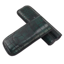 Leather Cigar Case Holder for Men 2 Finger TravelReady Artificial Leather with Cutter Pocket Green