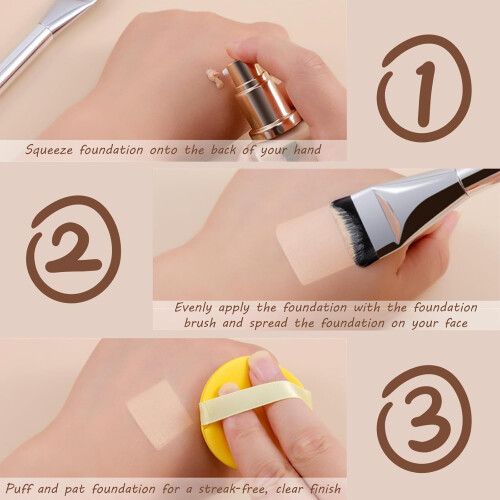 2 Pack Foundation Brush Set for Flawless Liquid Blending with Soft Dense Bristles and Ergonomic Handle 2