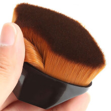 Kabuki Foundation Brush with Dense Vegan Bristles, Flat for Liquid and Powder, Hexagon Handle, Travel Case