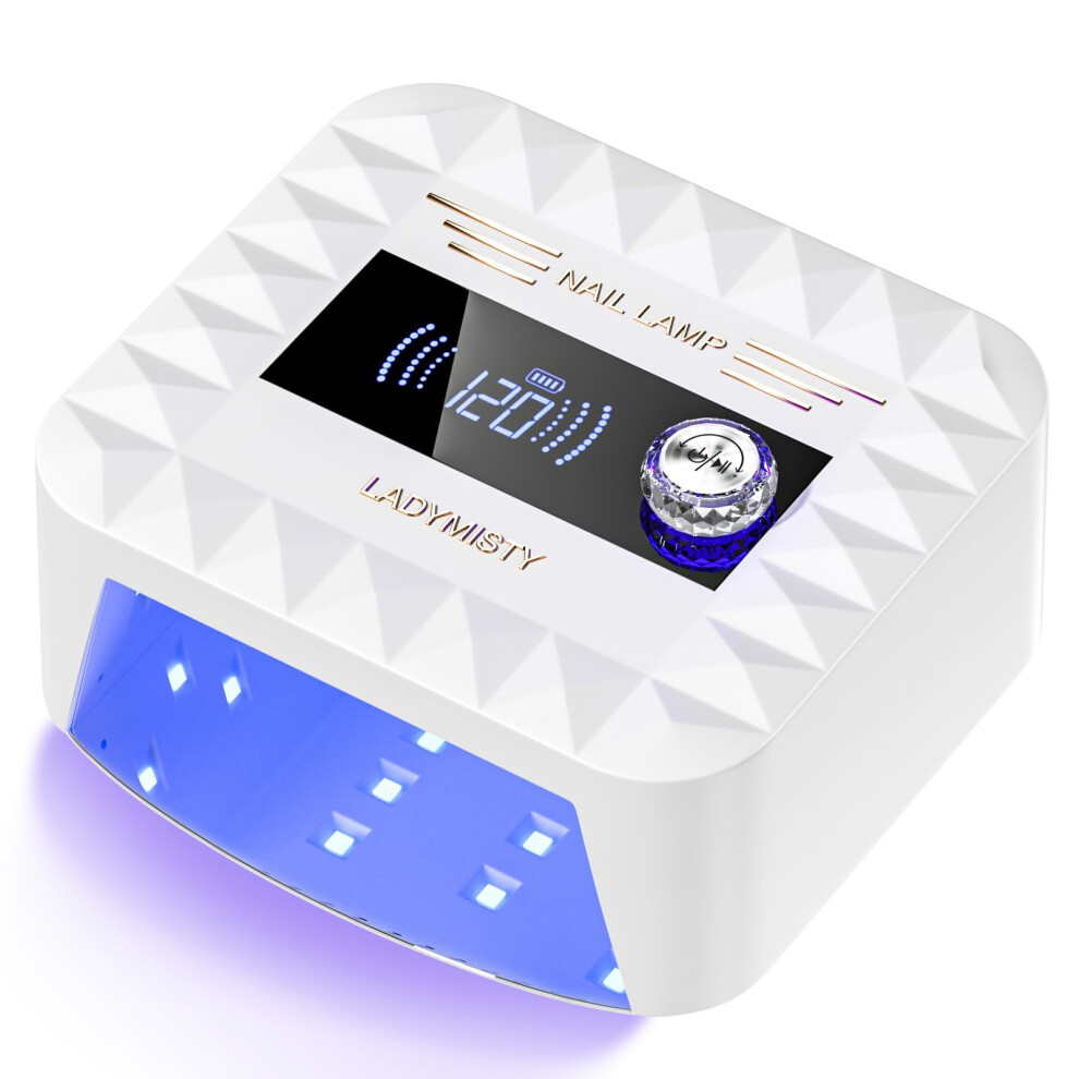 Light 268W Cordless Uv Led Nail Lamp For Gel Nails With Dual Source, Timer Knob, Fast Curing