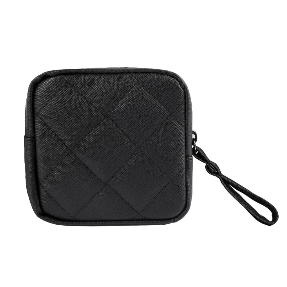 Small PU Leather Makeup Bag for Purse with Handle, Compact Cosmetic Pouch for Travel and Storage