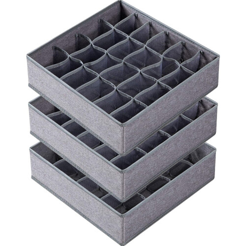Premium Quality Cationic Fabric Storage Solutions, Easy Assembly Collapsible Boxes & Multipurpose Closet Storage, Gray, 3 Pack