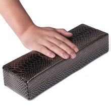Nail Arm Rest PU Leather Waterproof Manicure Hand Rest Cushion Large Dual Hand Support Black
