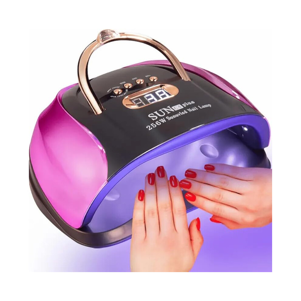 Purple 256W Uv Led Nail Lamp For Gel Polish, Ultrafast Curing With 4 Timers And Sensor, Salon Dryer