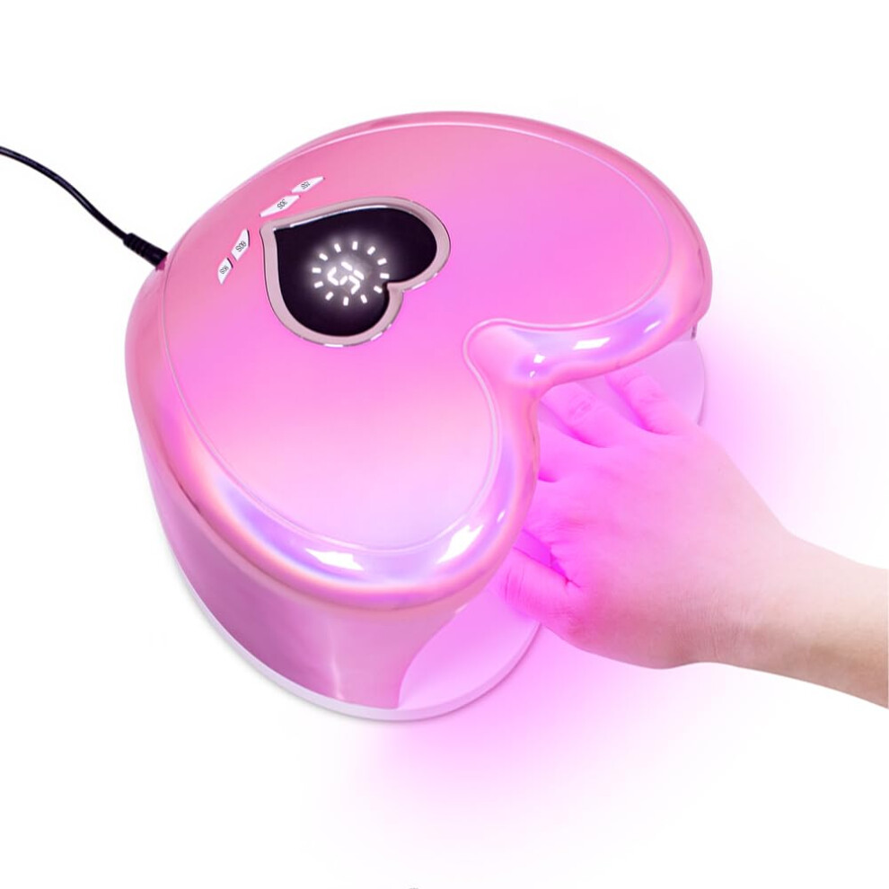 Pink 96W Uv Led Nail Lamp Gel Nail Polish Dryer With Fast Curing, Timer, Removable Base,