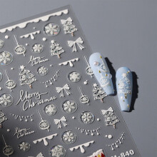 Christmas Nail Art Stickers 3D Embossed Snowflake Snow Globe SelfAdhesive 5D Winter Design 1 Sheet