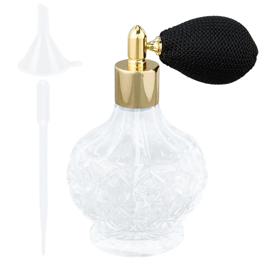 100ml Vintage Glass Perfume Atomizer Bottle with Pump, Refillable Crystal Spray for Oils and Lotion