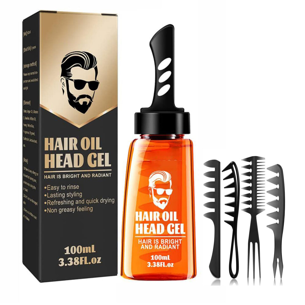 Hair Styling Gel 2in1 Hair Wax Gel with 4 Combs Long Lasting Moisturizing Strong Hold 100ml