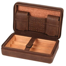 Cigar Humidor Case Cedar Wood Portable Leather Humidor Box With Humidifier Removable Cedar Tray Color A Or B