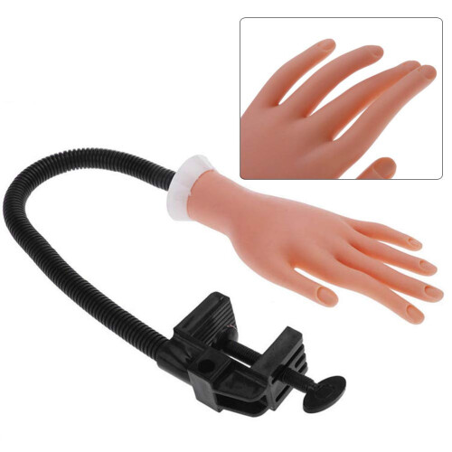 Practice Nail Hand with Adjustable Bendable Hinge for Manicure Training and Nail Art Display (Light Brown) 1