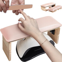 Folding Nail Arm Rest with Adjustable Height, Pink PU Leather Manicure Hand Cushion for Salon Use