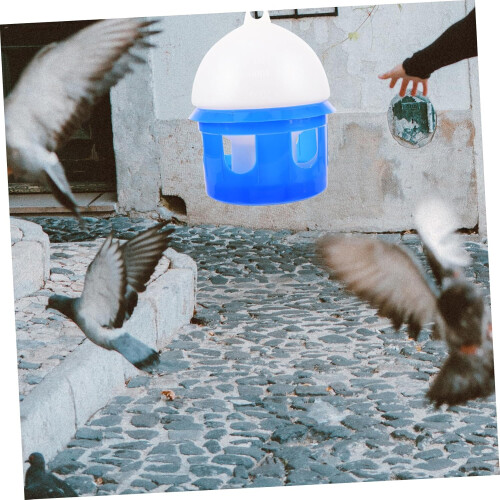 Water Feeder Automatic Drinking Tool 4L Capacity Blue Plastic Outdoor Bird Waterer 1