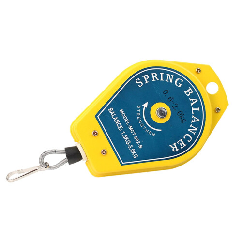 Spring Balancer Retractable Tool Holder 1.4m Long, 0.62.0kg Capacity, Wire Rope, Hook, Yellow