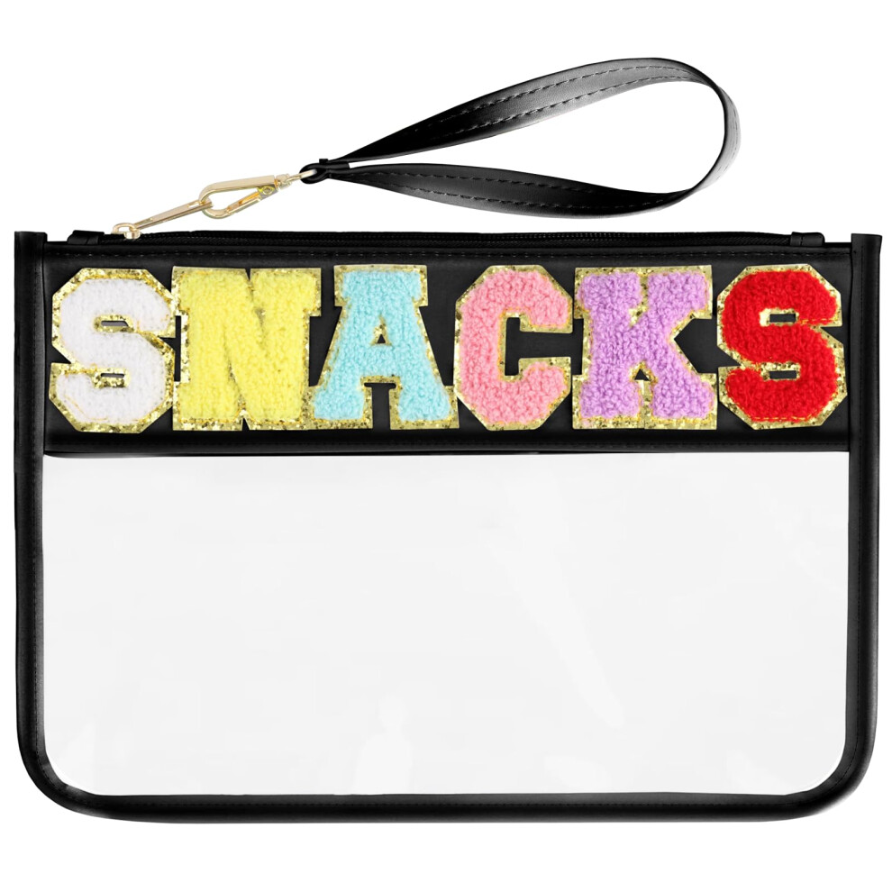 TSA Approved Waterproof Clear Makeup Travel Bag with Glitter Window and Large Capacity Pouch