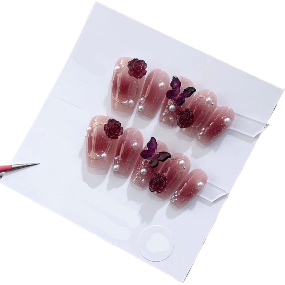 Handmade Fake Nails Easy Apply Long Lasting Press On Nails for Weddings and Parties