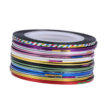 30 Rolls Self Adhesive Nail Striping Tape Gold Silver Multi Color for Manicure Pedicure Designs