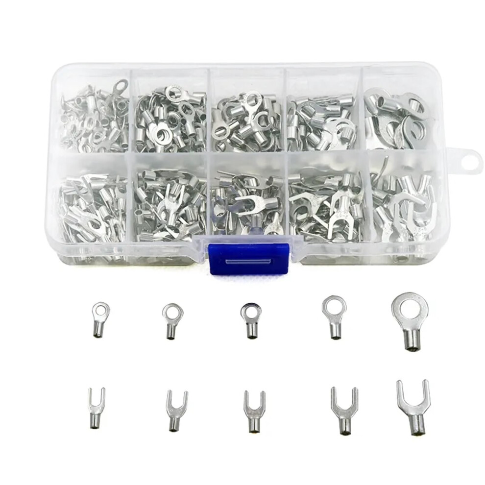 320Pcs Brass Ring Fork Spade Wire Connectors Kit Noninsulated Crimp Terminals With Storage Box 9001264962487