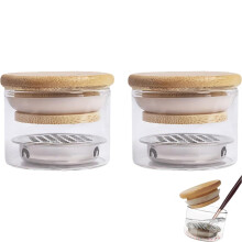 Nail Brush Cleaner Cup Set with Mesh for Acrylic Brushes, Dual Cup Design and SpillProof Dappen Dish