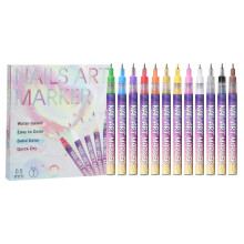 Nail Art Pens Set with Fast Drying Gel Ink, Precision Fine Tip, 12 Vibrant Colors for 3D Designs