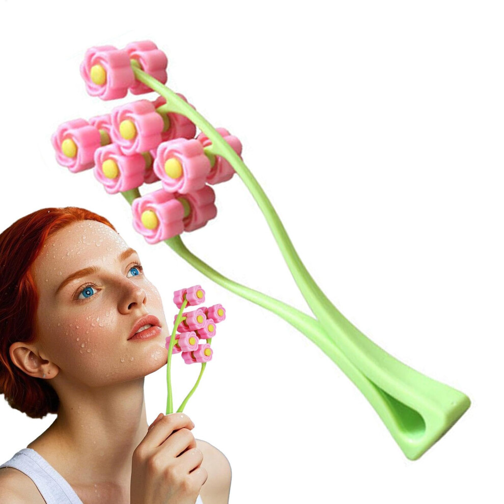 Pink Face Massage Roller Â Yshaped 3D Flower Facial Roller Massager For Sculpting And Relaxation,