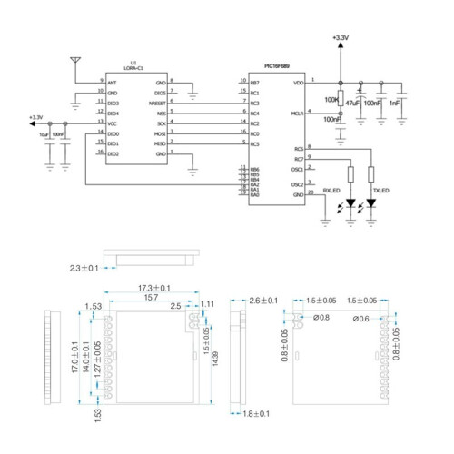 Lora1278-C1 433Mhz Wireless RF Module Communication Module SX1278 Wireless RF IoT Module for  Homes 2
