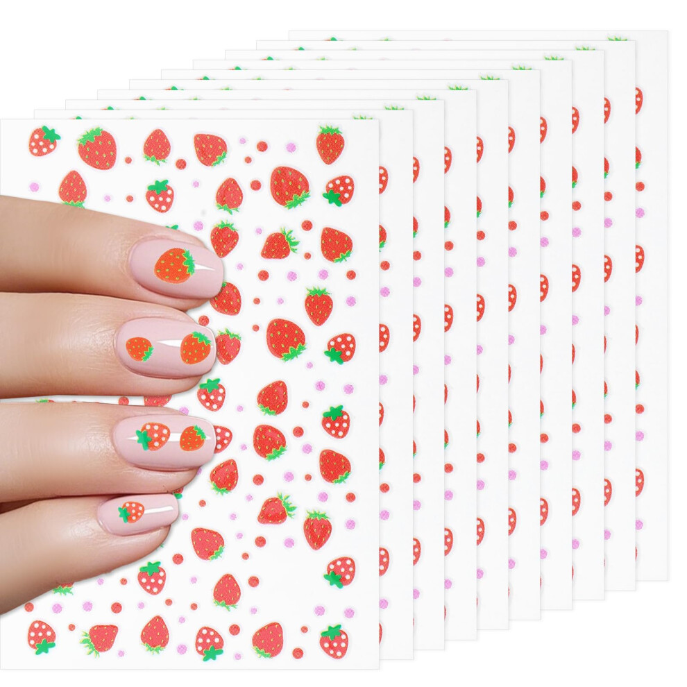 Strawberry Nail Art Stickers Summer Fruit Decals SelfAdhesive KidFriendly LongLasting Decor
