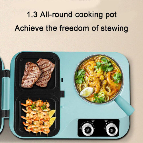 Breakfast Sandwich Maker with Dual Temperature Control, Timer and Removable Tray for Home Use 1