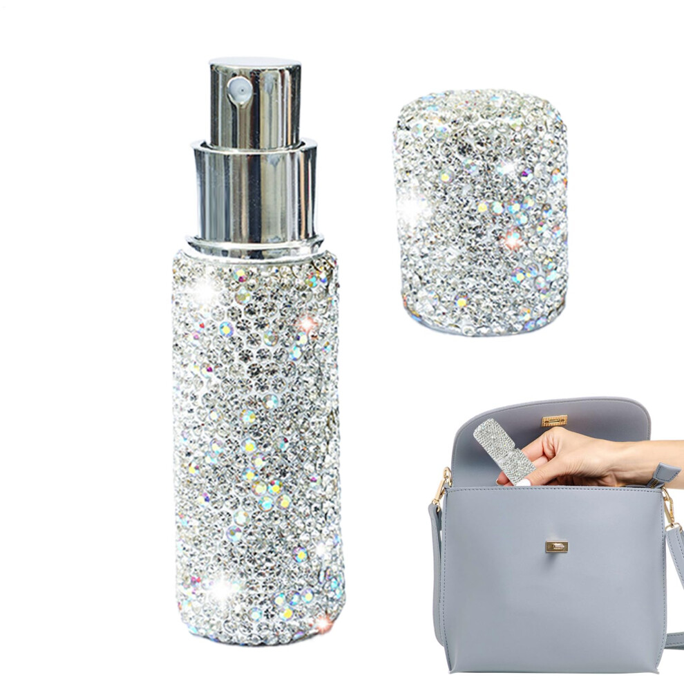 Refillable Perfume Atomizer 10ml Glass Travel Size Spray Bottle with Glitter Bling Leakproof Design