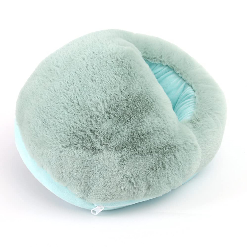 Heated Slippers Detachable Washable USB Ports Imitation Rabbit Hair Foot Warmers For Adults Men Women Green