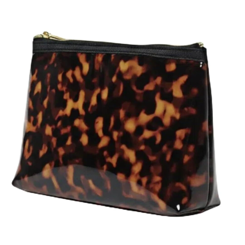 Tortoise Shell Makeup Bag Retro Design Small Travel Cosmetic Pouch with Chain Charm