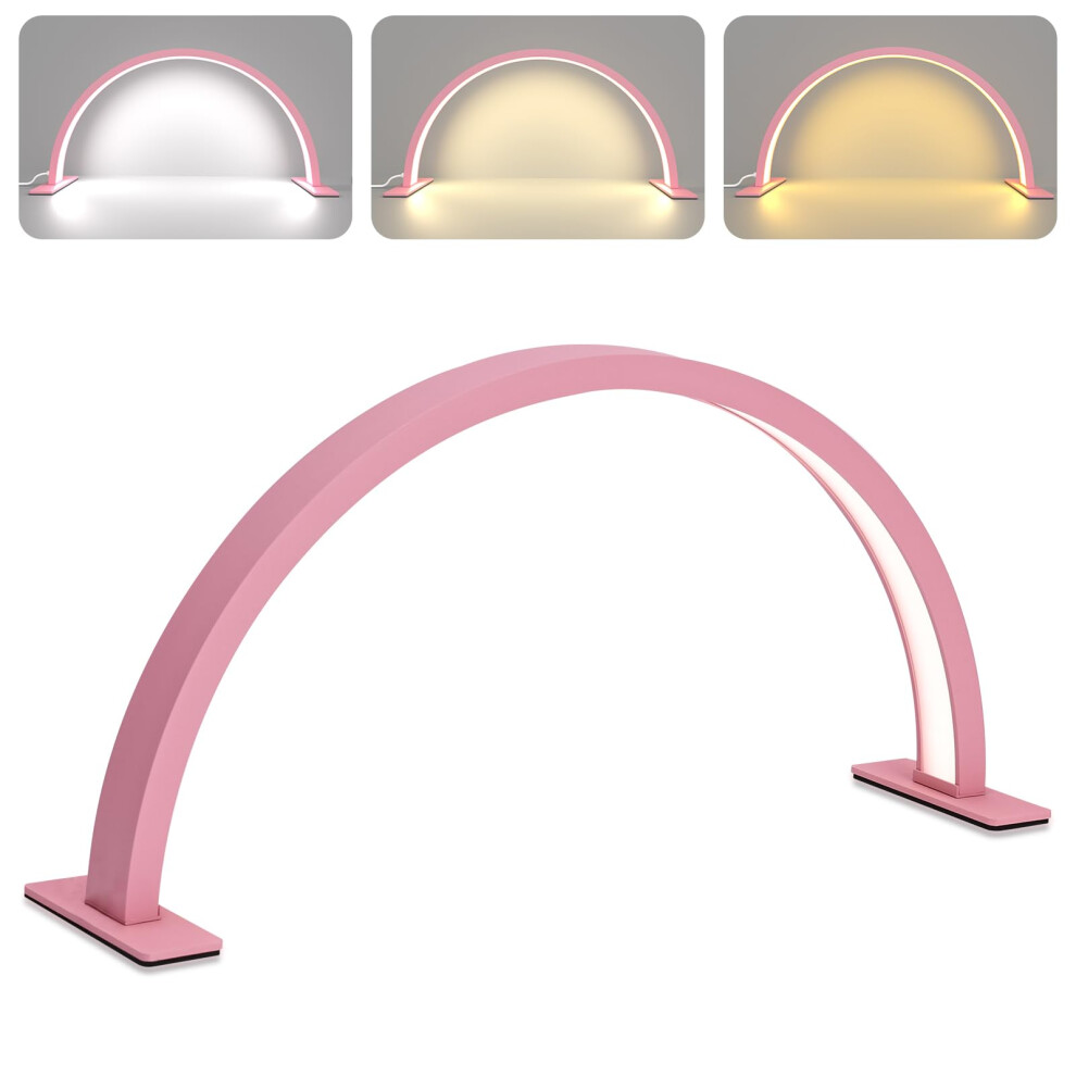 Light/Pink Half Moon Nail Desk Lamp 22 Inch Led Eyelash Extension With 3 Color Modes And 10Level Brightness