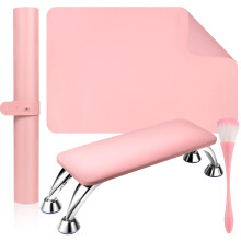 Nail Arm Rest for Acrylic Nails, Microfiber Leather Cushion with Table Mat and Dust Brush