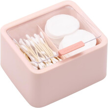 Charming Desk & Vanity Organizer, Durable Acrylic Construction with Clear Viewing Window, Ideal for Cotton Swabs, Rounds, Makeup Tools