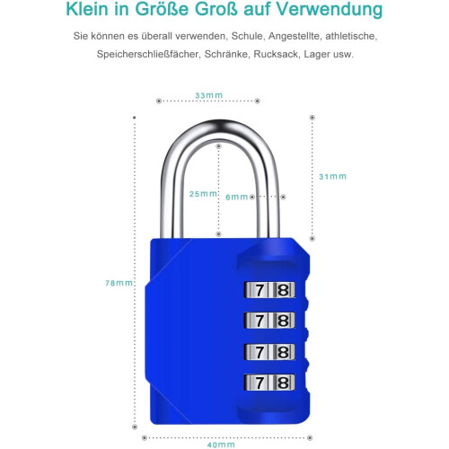 Secure 4-Digit Outdoor Padlock, Simple Combination Reset For Toolboxes, Gates, And General Storage 2