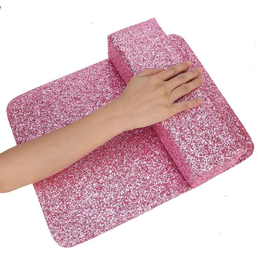Nail Arm Rest with Stylish Sequin Finish, Soft Manicure Hand Pillow for Ergonomic Support