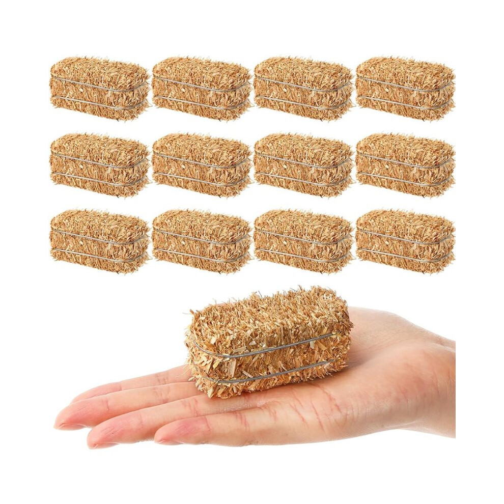 12 Pcs Mini Hay Bales Fall Harvest Decorations Small Decorative Straw Bale For Dollhouse,Western Themed Party Decor 6131407706630