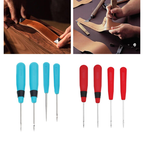 4 Pcs Sewing Awl Handmade Leather Tool Stitcher Sewing Awl-Blue 1