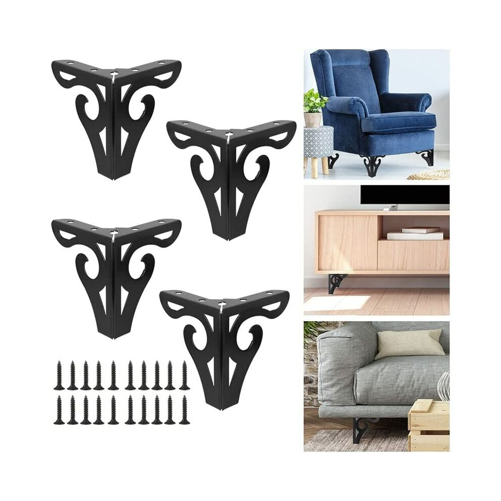 Elegant Metal Furniture Legs, Strong Load-Carrying Capacity Heavy Duty Triangle Feet For Sofas, Tables, Cabinets (Set Of 4, Black), Update Your Furnit 9454554516882