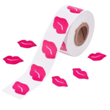 Pink Lip Print Tanning Stickers Roll 500pcs Self Adhesive Removable Sunbathing Body Decals