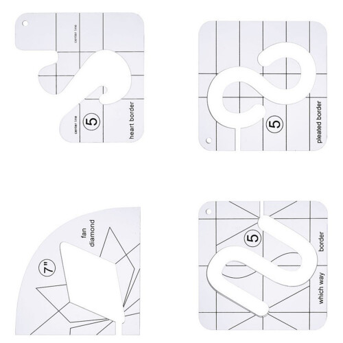 4Pcs Acrylic Quilting Ruler Templates Freemotion-Style B
