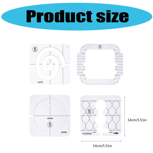 4Pcs Acrylic Quilting Ruler Templates Freemotion-Style B 2