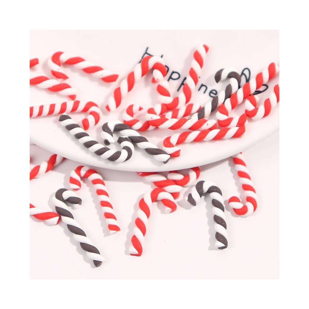 Christmas Nail Charms 20pcs 3D Candy Cane Rhinestone Decorations Durable Resin for Holiday Manicure