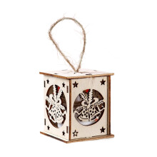 LED Light Wooden Christmas Cabin Decoration Easy Hanging-G