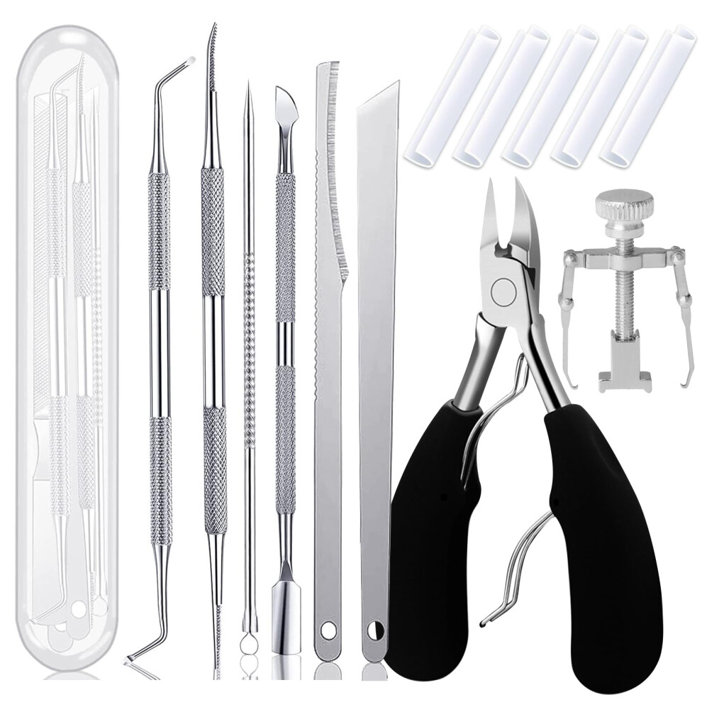Ingrown Toenail Tool Kit Stainless Steel Pedicure Set with Precision Clippers and Correction Strips