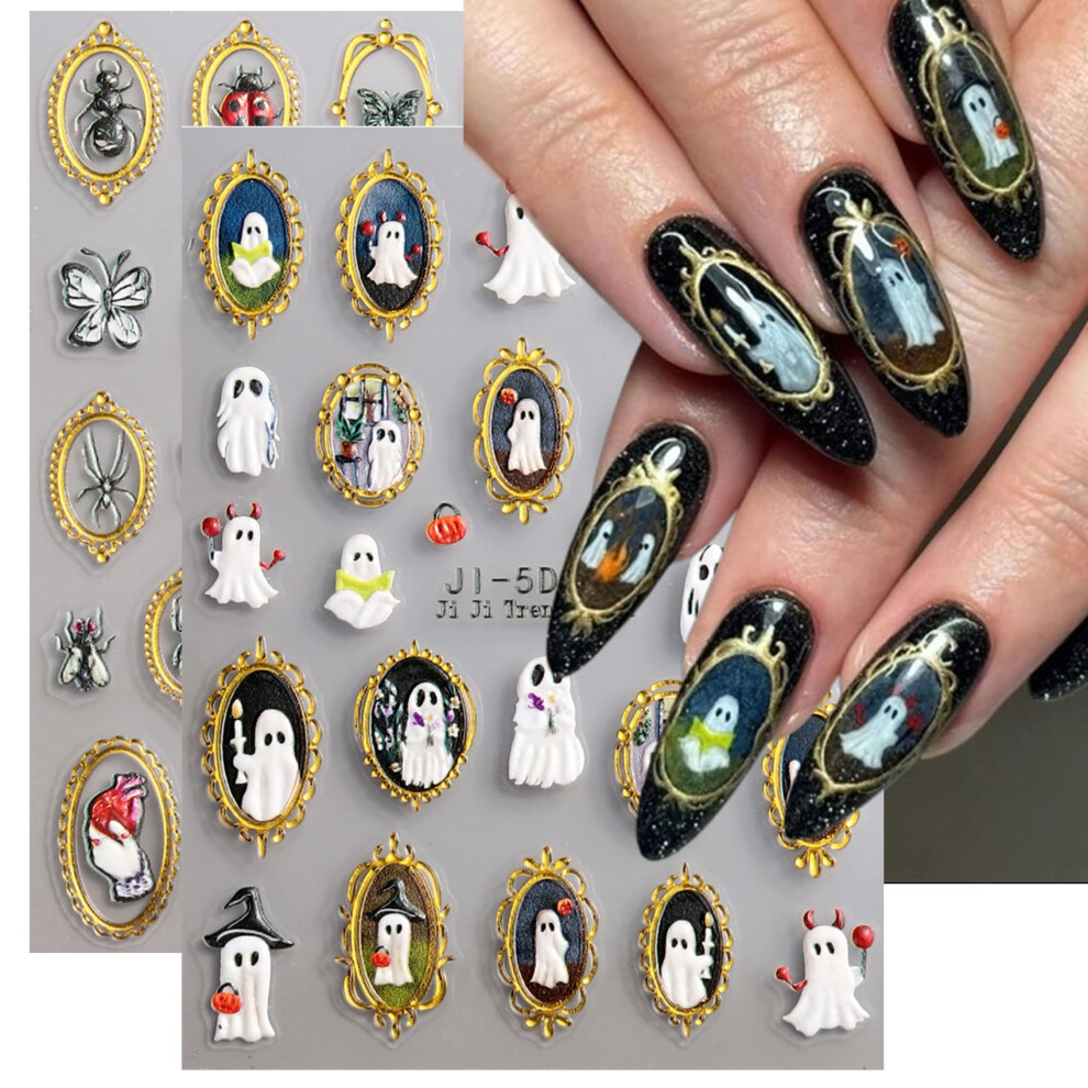 Halloween Nail Stickers Set, Ghost Pumpkin Spider SelfAdhesive Nail Art Decals for DIY Decorations