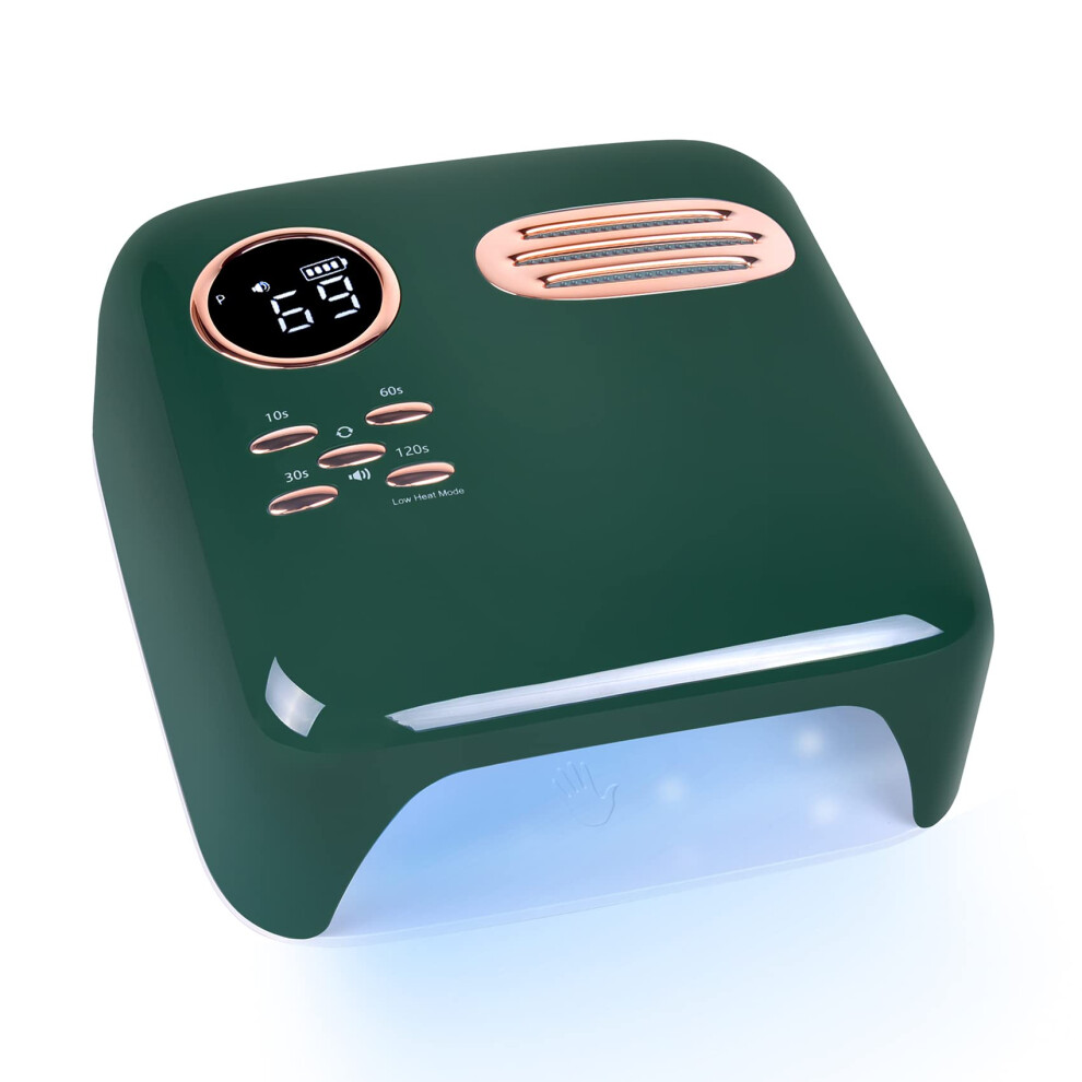Green 72W Cordless Uv Led Nail Lamp With Timer And Sensor, Rechargeable Nail Dryer For Gel Polish Home Salon