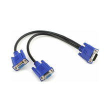 Cabo divisor em Y para monitor VGA, adaptador divisor VGA de duplicação de tela 1 macho para 2 fêmeas para exibição da mesma imagem, cabo de