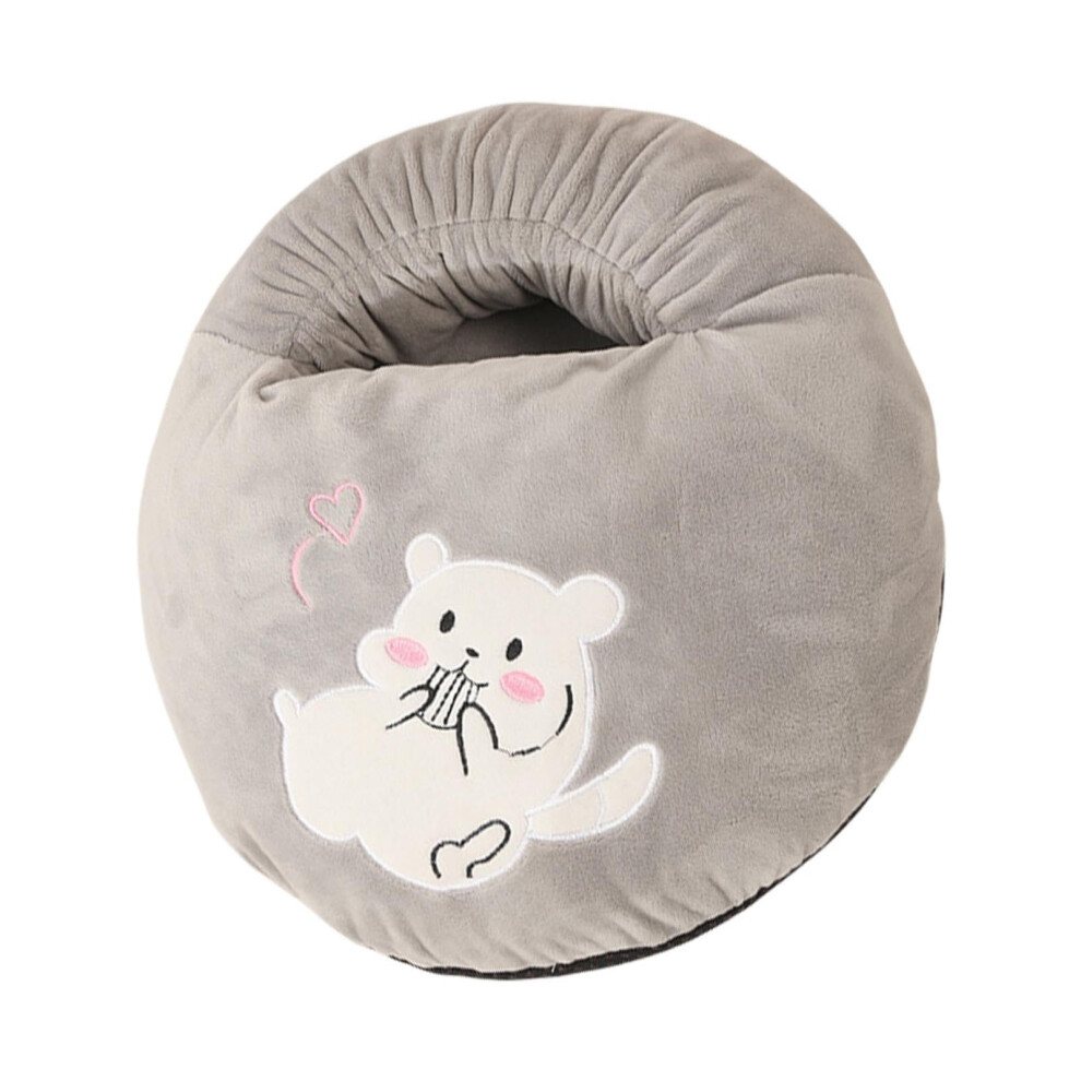 Gray Electric Foot Warmer Slippers With Fast Heat Therapy, Soft Flannel Heated Cushion For Winter